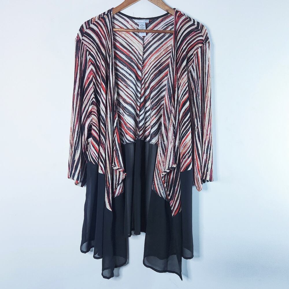 Catherines Womens Multi Color Striped Open Waterfall Cardigan Size 3X Business